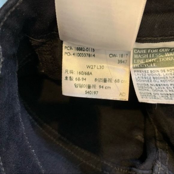 Levi's Black 721 High Rise Distressed Raw Hem Skinny Jeans 27 - Picture 9 of 10